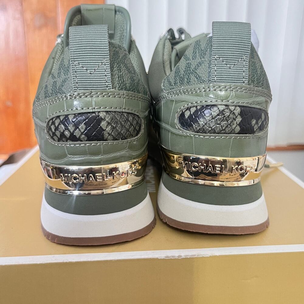 Michael Kors Wilma Trainer Army Green Snakeskin Sneakers Tennis shoes Size 9 - Picture 8 of 12